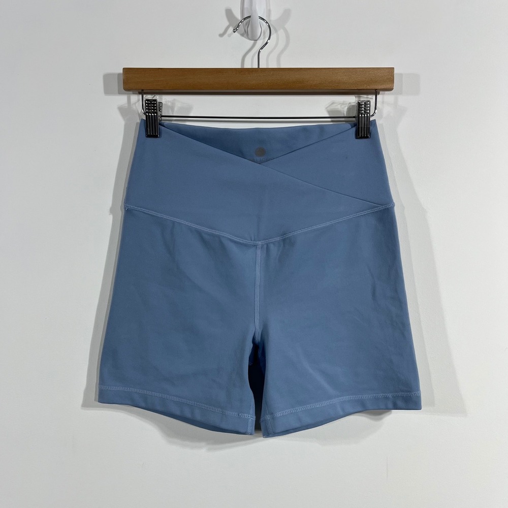 Yogalicious Sporty Tennis Prep Crossover High Waist Biker Shorts Womens Medium